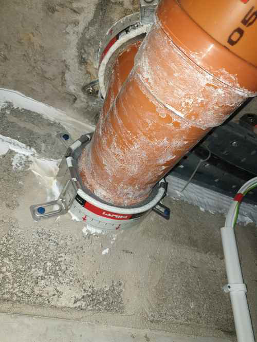 Fire stopping around pipes - hilti collar